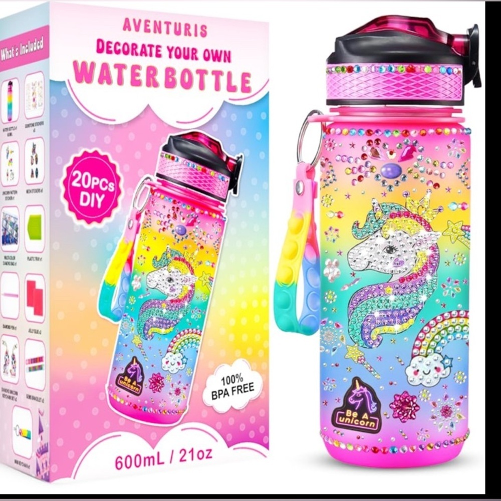 Unicorn Water Bottle - Pink and Yellow